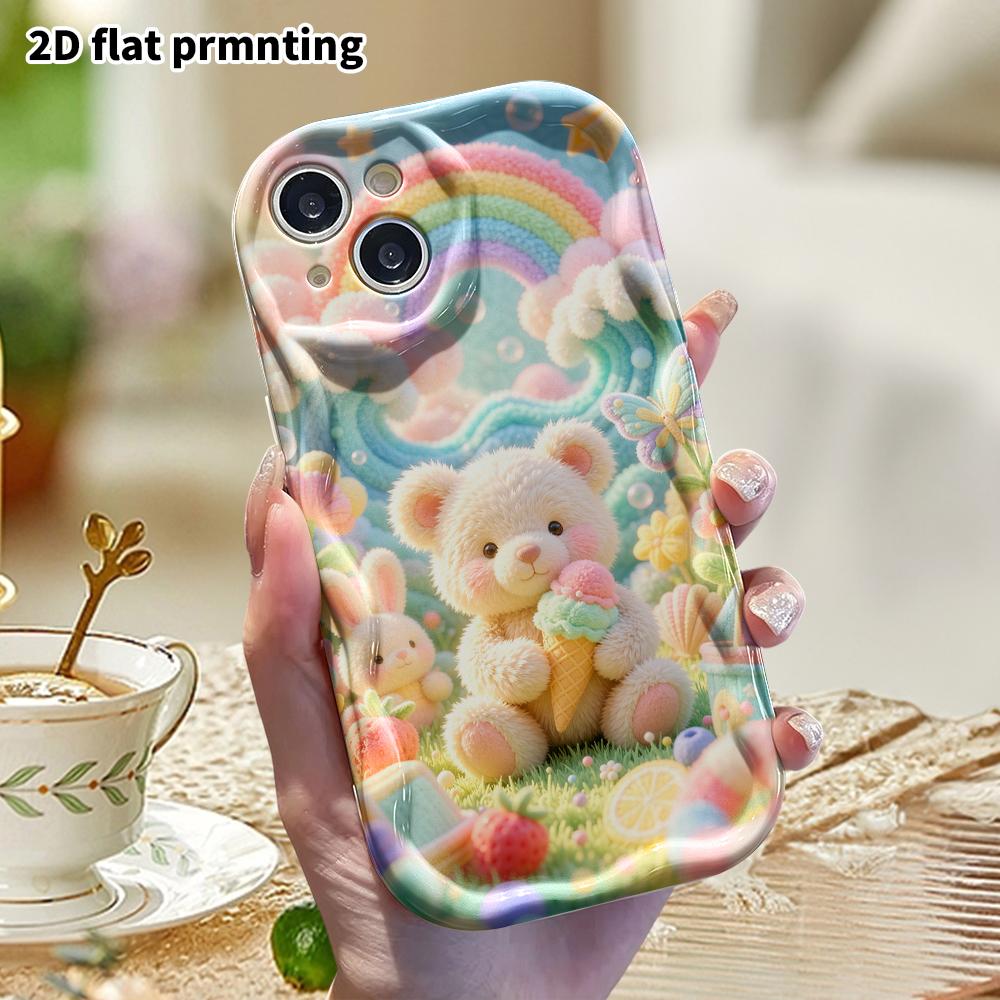 Phone Case: 2D flat, suitable for iPhone 18, 17, 16, 15, 14, 13, 12Pro protective case, little bear picnic, perfect Christmas and Halloween holiday gi