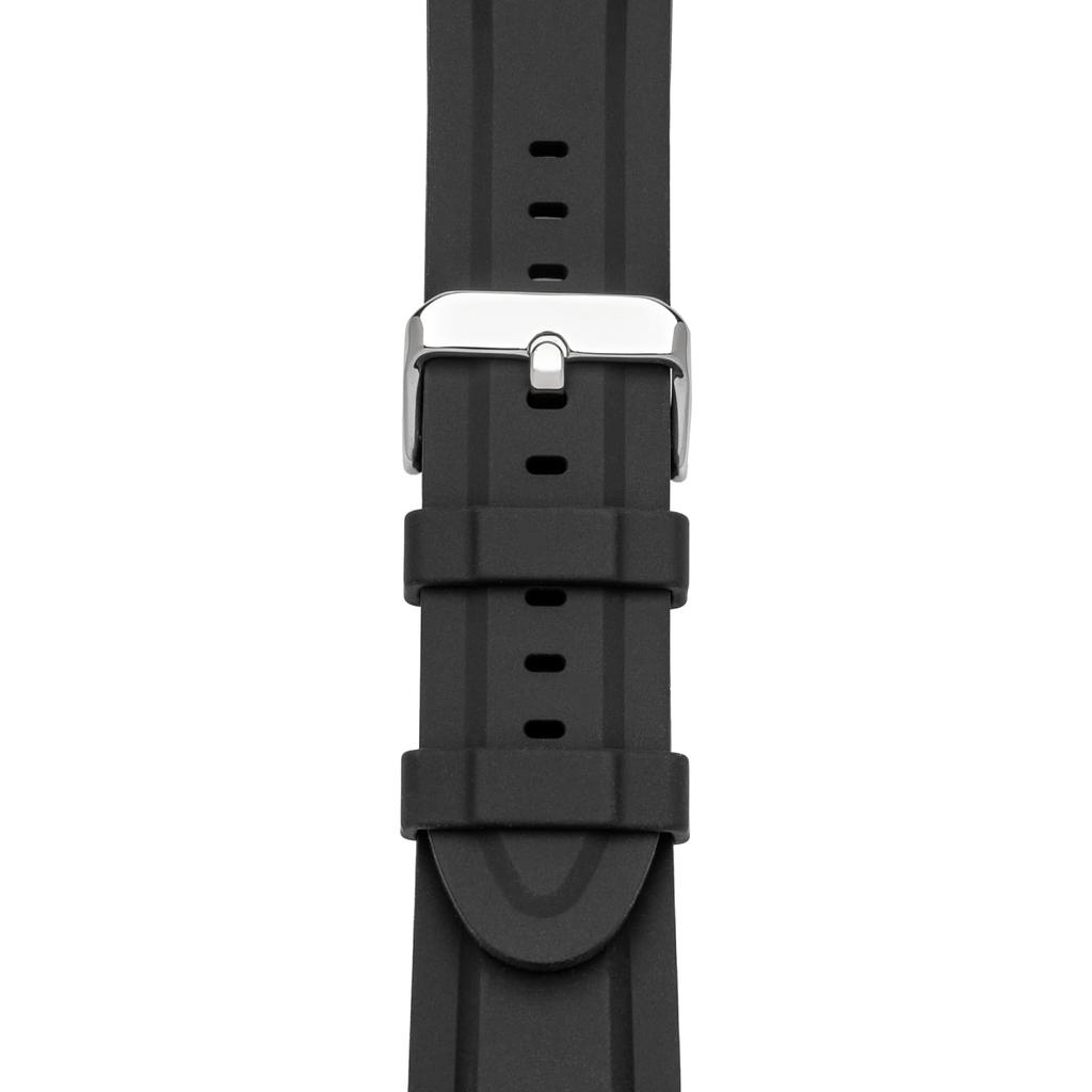 Watch Strap 24mm Silicone Resin Strap Easy Installation Tool Included Black [Clefer] SI-16