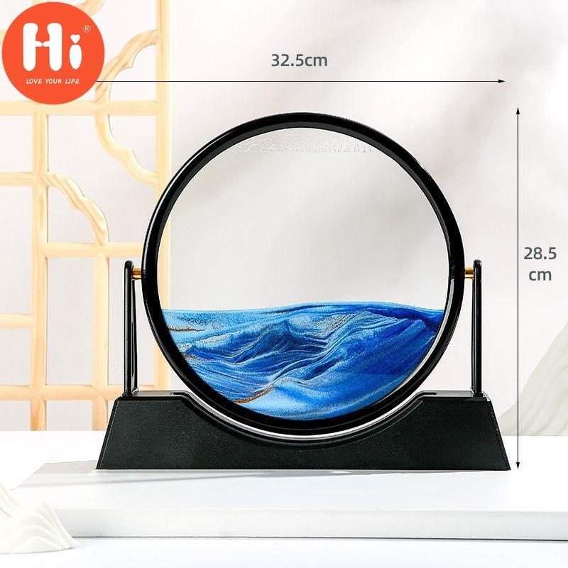 

3D песочные часы с движущимся песком, горный поток, песчаная картина, круглое стекло, динамический дисплей, зыбучий песок, краска для отдыха, украшения для рабочего стола