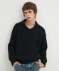 BLOND9 Open Collar V-Neck Knit_Black