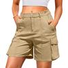 Women's Casual Solid Color Summer Shorts with Pockets Comfortable Fit Mid Rise Loose Leg Cargo Style