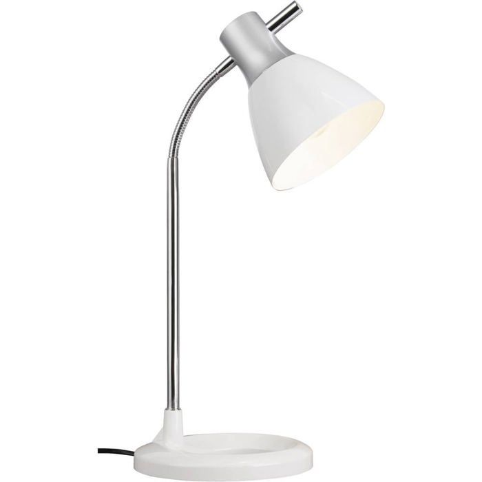 Lampe De Bureau - Blanc - E27 - 40W - Métal Et Plastique - Articulée