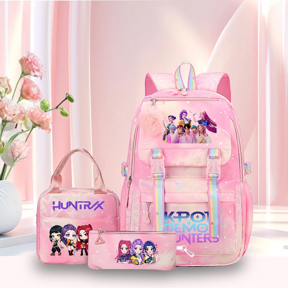 Student Backpack Kpop Witch Hunter Cartoon Schoolbag Three-Piece Backpack Print Backpack
