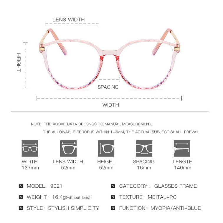 Metal Spring Leg Anti Blue Rays Oval Myopia Glasses With Prescription Women Men TR90 Nearsighted Glasses 0 -0.5 -0.75 To -6.0