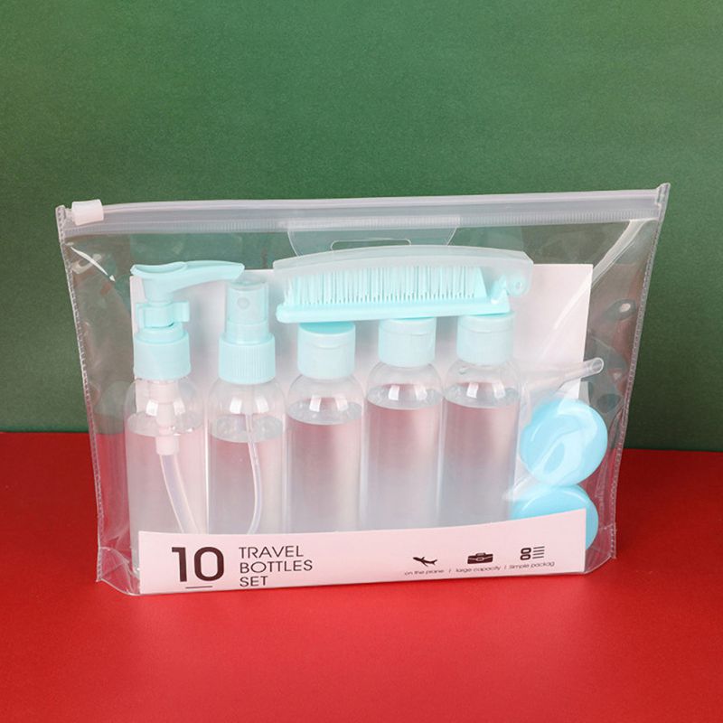 

10 шт. набор контейнеров для макияжа, косметические жидкости для макияжа, дорожный контейнер, прозрачные многоразовые контейнеры, набор дорожных бутылочек синий
