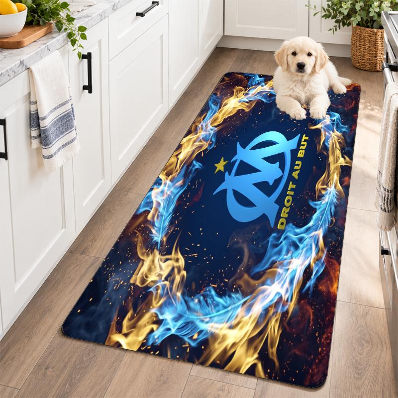 Flannel Kitchen Mat Olympique Lyonnais FC Soft Area Rug Non Slip Floor Carpet Home Decoration
