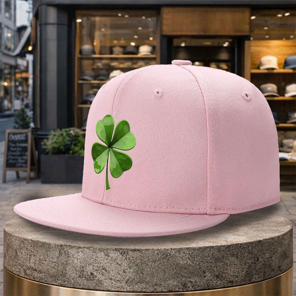 Pc Adjustable Snapback Baseball Cap with Clover Print  Four Clover  Lightweight Unisex Flat Brim Hat Suitable for Golf Trav