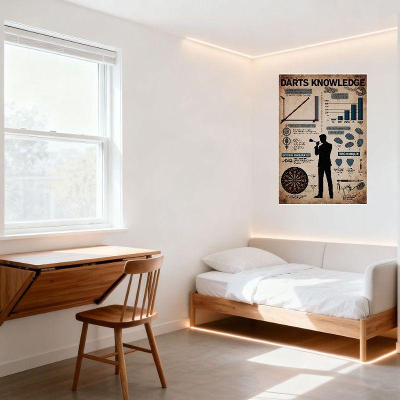 Vintage Dart Knowledge Tin Sign Darts Ability Light Graph Scoring Schematic Technique Metal Plaque for Man Cave Bar Pub Home Dec