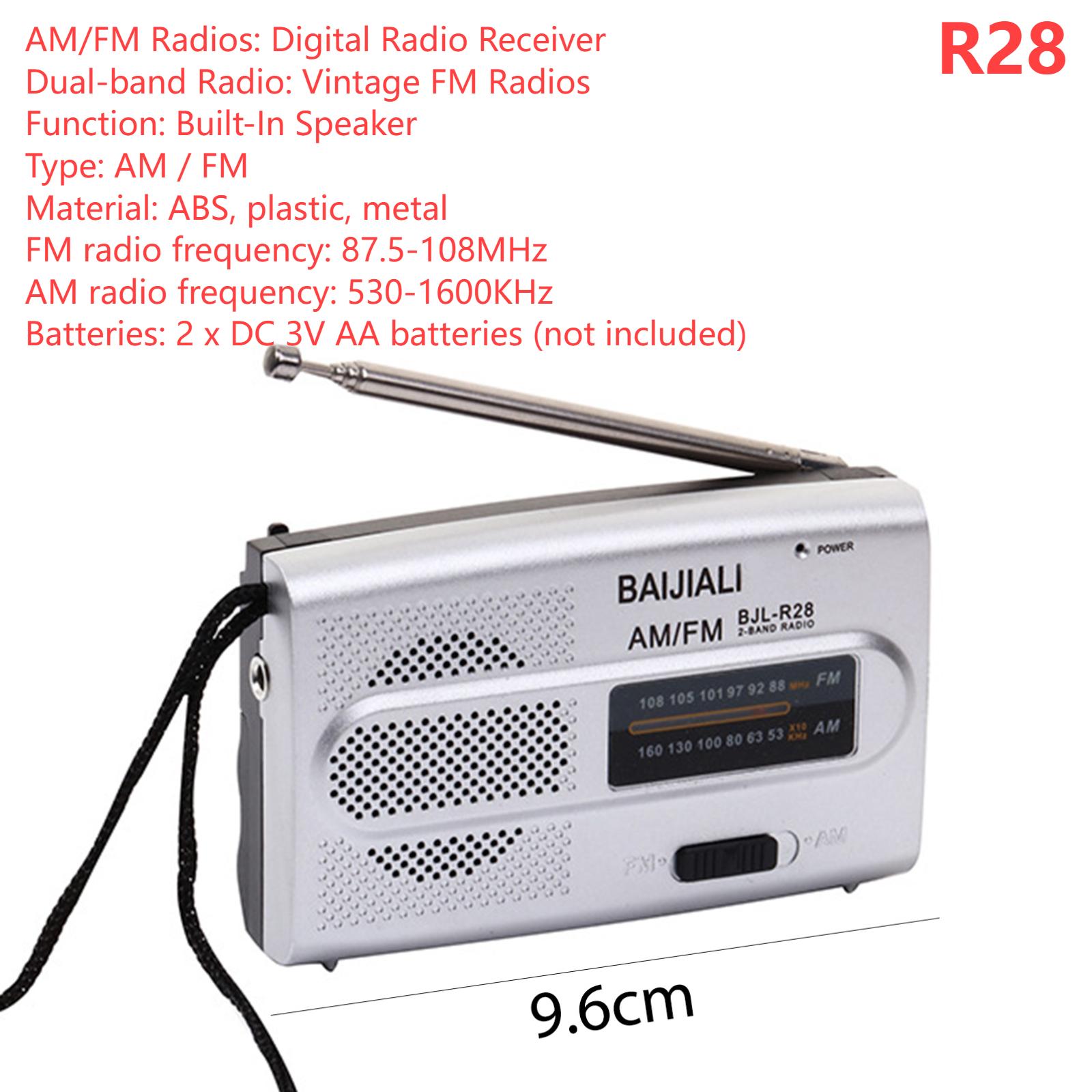 

Mini FM Radio Receiver Rechargeable Full-wave Band Multifunctional Radios Telescopic Antenna Built-in Speaker for Hiking