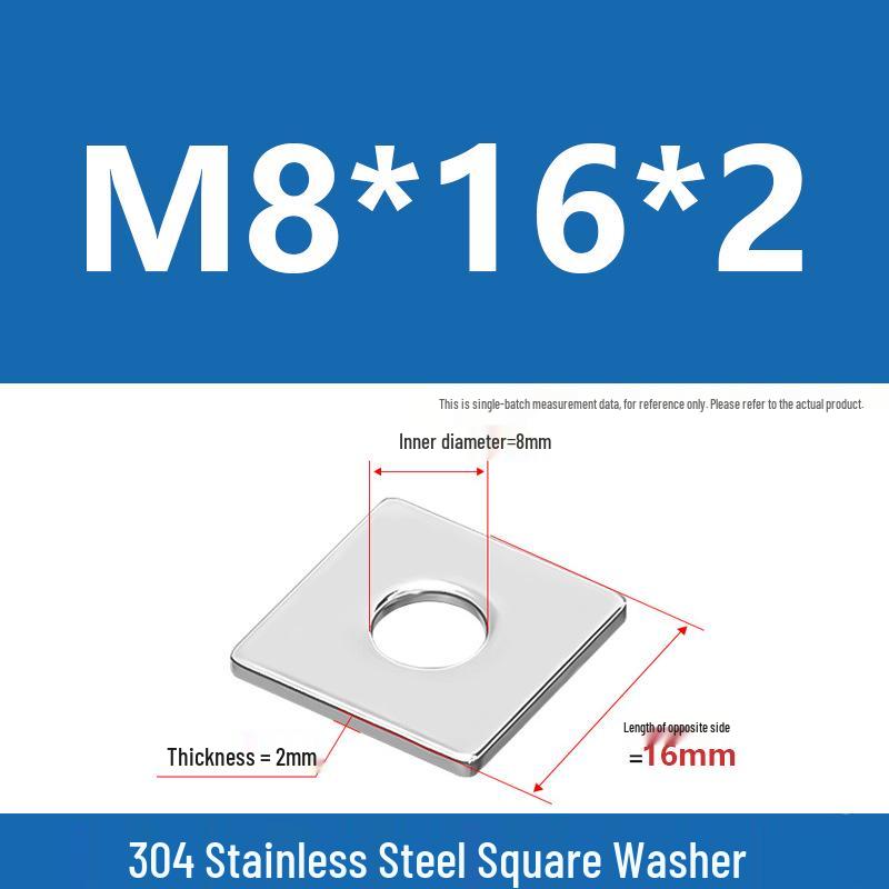 304 Stainless Steel Thickened Square Washer for Curtain Wall (M4-M16)