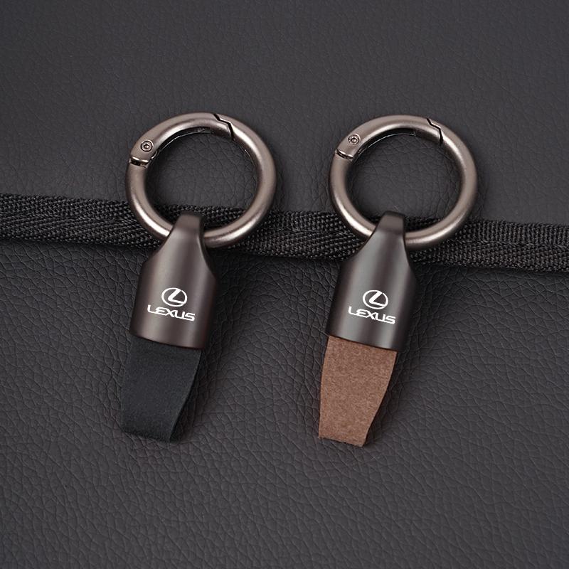 New Cowhide Leather Keychains for Waist Belt Buckle Carabiner Lexus Fsport sticker Pendant Key Chains Rings Keyring Bag Gifts