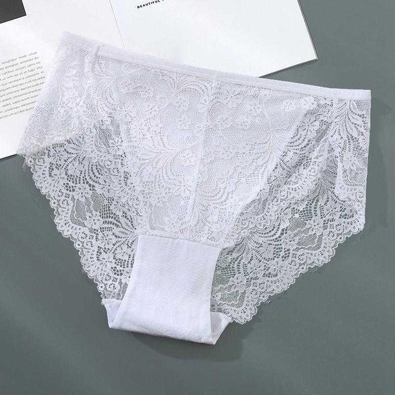 Women's Large Size High Waist Mesh Lace Briefs Breathable Panties