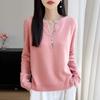 Autumn/Winter Women's Pure Wool V-neck Long Sleeve Multi-button Loose Sweater