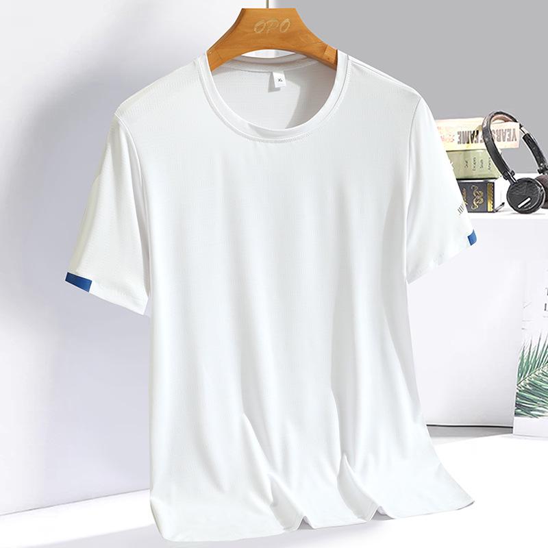Ice Silk Men's Quick-Dry Short Sleeve T-Shirt, High Elastic, Breathable, Summer 2023 Casual Loose Fit Sports Top