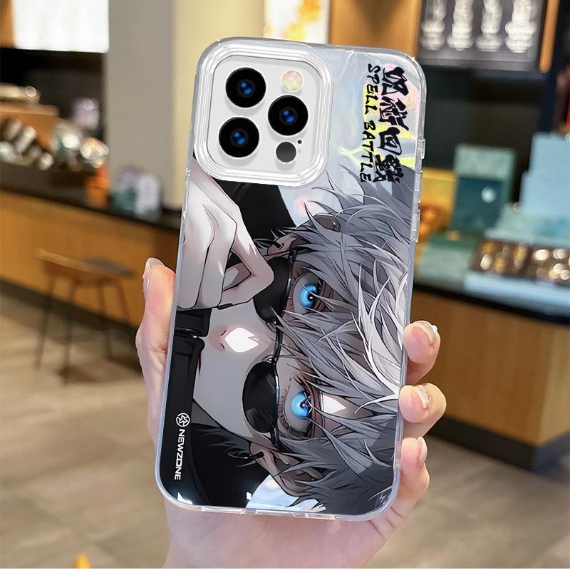 

Аниме Магическая битва Сатору Годжо Градиентный чехол для телефона для iPhone 16 15 14 13 12 11 8 7 6 Pro Max Plus XS XR Жесткая противоударная крышка iPhone 13