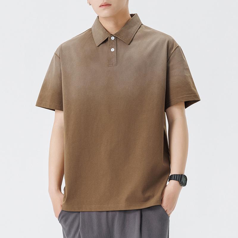 Lapel Polo Short Sleeve Men Tie-dyeed Old Men Lapel Thin Short T-top
