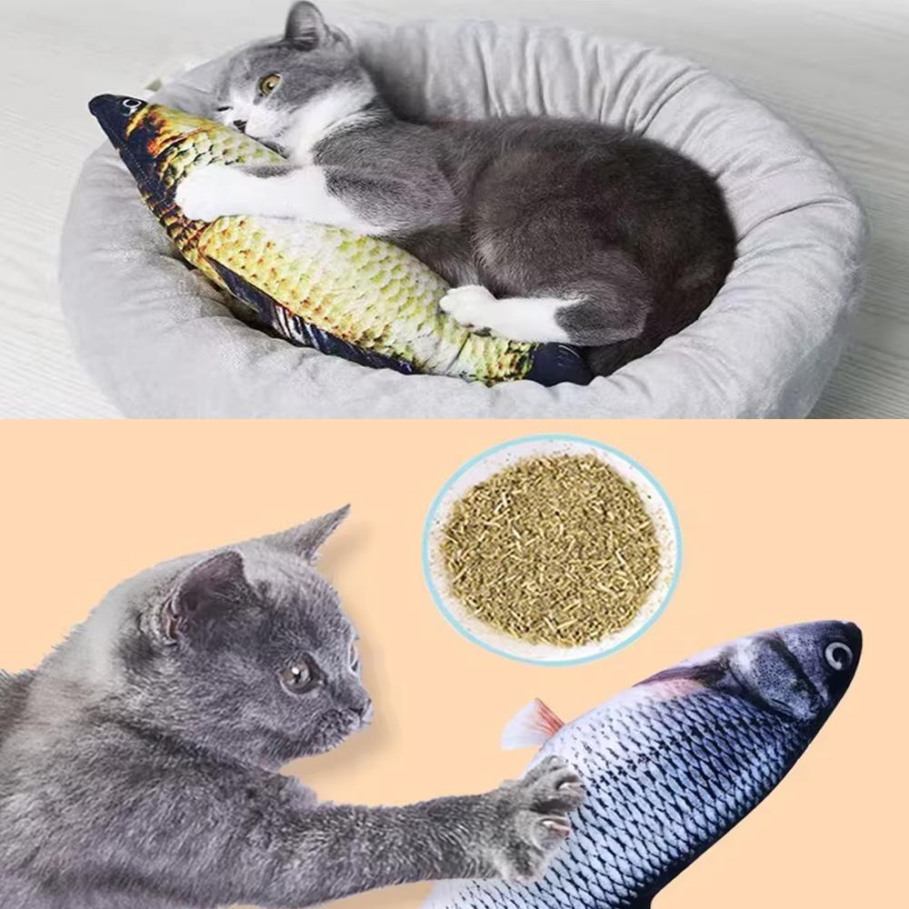 3D Fish Shaped Simulation Interactive Cat Toy Soft Plush Interactive Chew Toy for Cats Funny Teasing Doll Pet Supplies