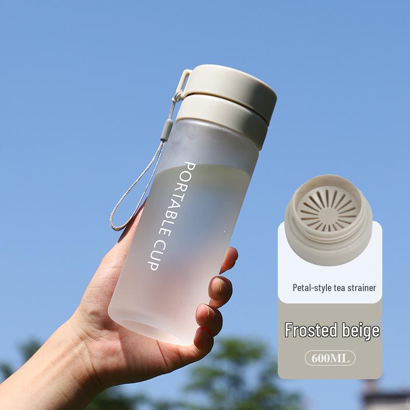 Large Capacity Frosted Sports Water Bottle with Tea Infuser and Lanyard - Customizable Outdoor Gift Cup