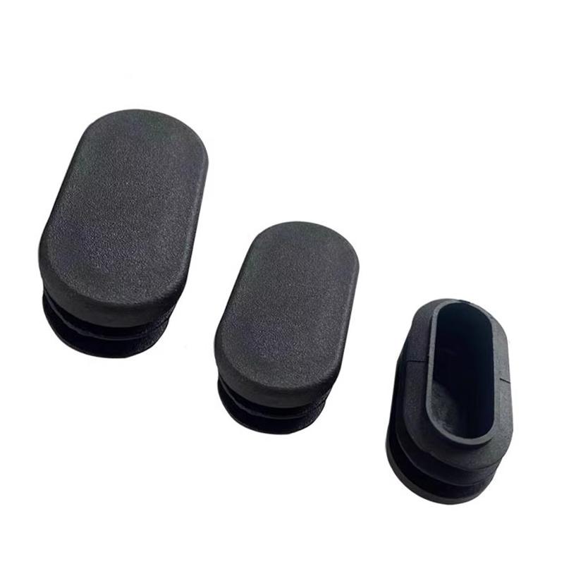 Tapones de Extremo de Cierre de Plástico Rectangular Ovalado Negro para Tubos Tubos Tapones Tapones Tapón para Pies de Mesa Patas de Silla