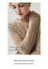 Women's Minimalist Rolled-Edge Cashmere Sweater - Semi-High Neck, Loose Fit, Slimming, Long Sleeve Knitted Base Layer