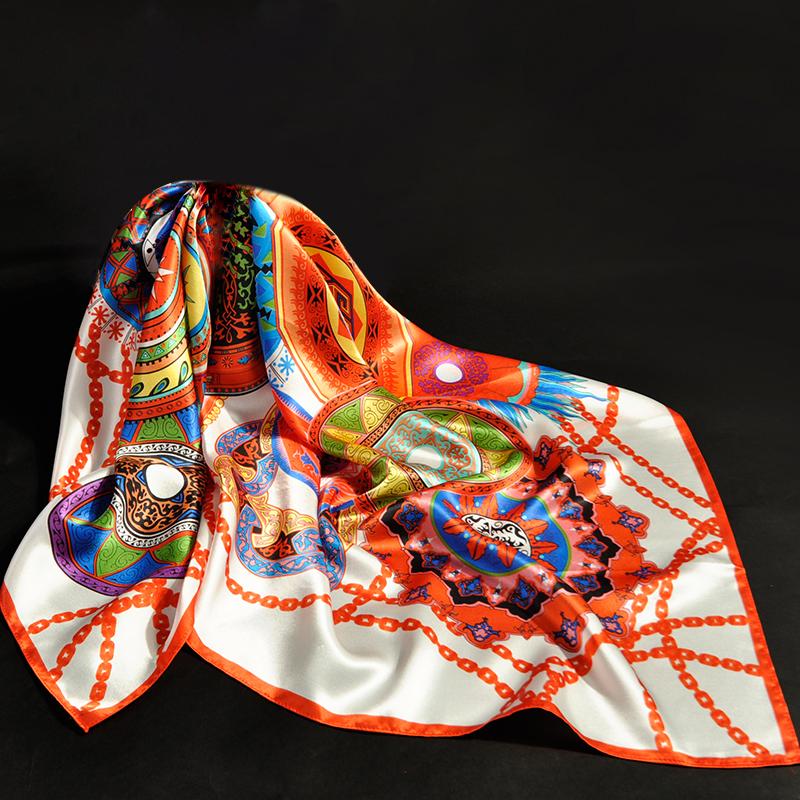 100% Real Silk Square Scarf For Women Pure Silk Wraps Headscarf Print Natural Silk Neck Scarves Foulard Femme Bandana 88x88cm