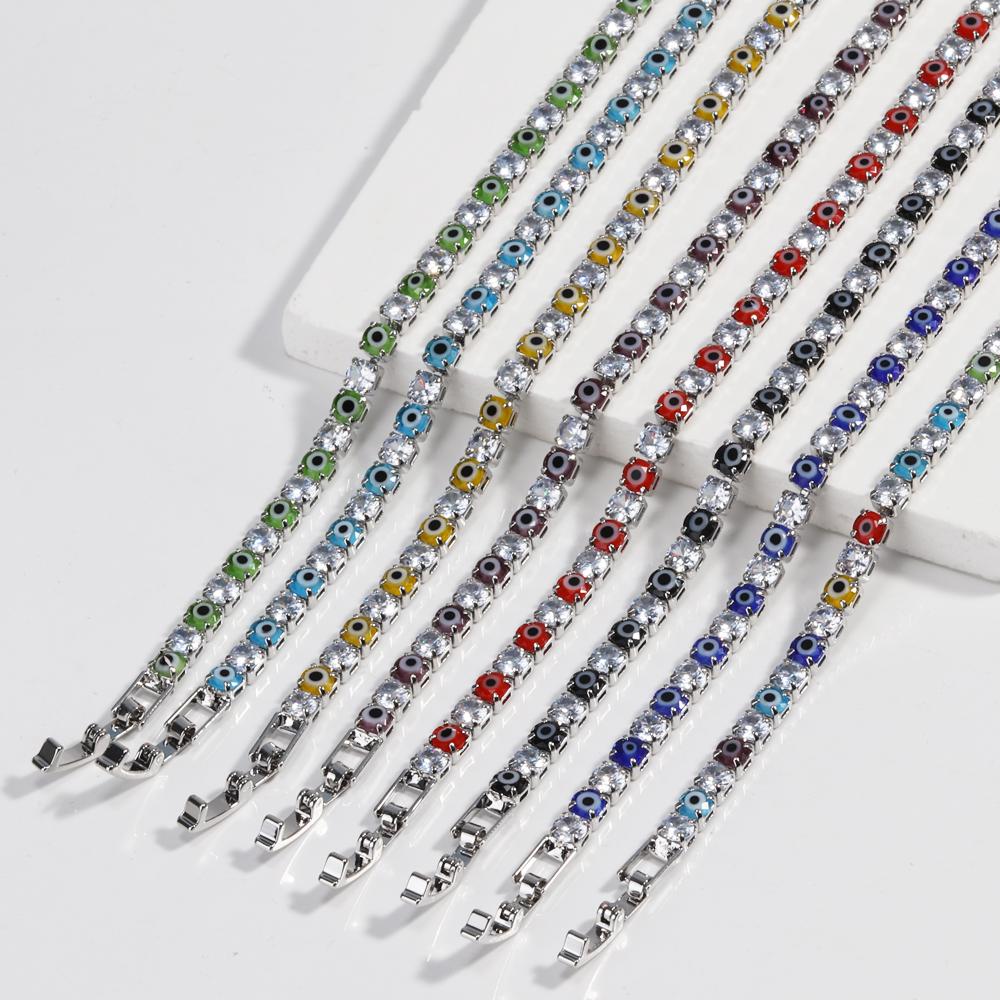 2026 Lucky Turkish Evil Eye Bracelet Women Hand Red Blue Gold Silver Zircon Tennis Chain Bangle Luxury Jewelry Gifts