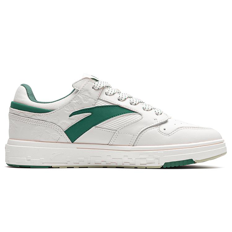 New Anta Street Play Series Slip Resistant, Abrasion Resistant, Lightweight Low Top Skateboard Shoes Women's White Green 122228066S-1
