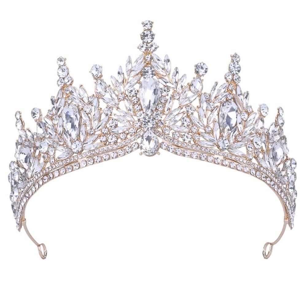 Vintage Rhinestone Queen Princess Crown Baroque Sparkling Bridal Tiaras Water Drop Crystal Headband Hair Jewelry Accessories