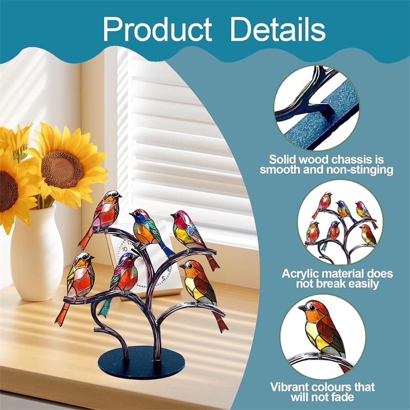 Colorful Acrylic Birds Figurine Desk Ornament Home Decoration Gift Modern Style
