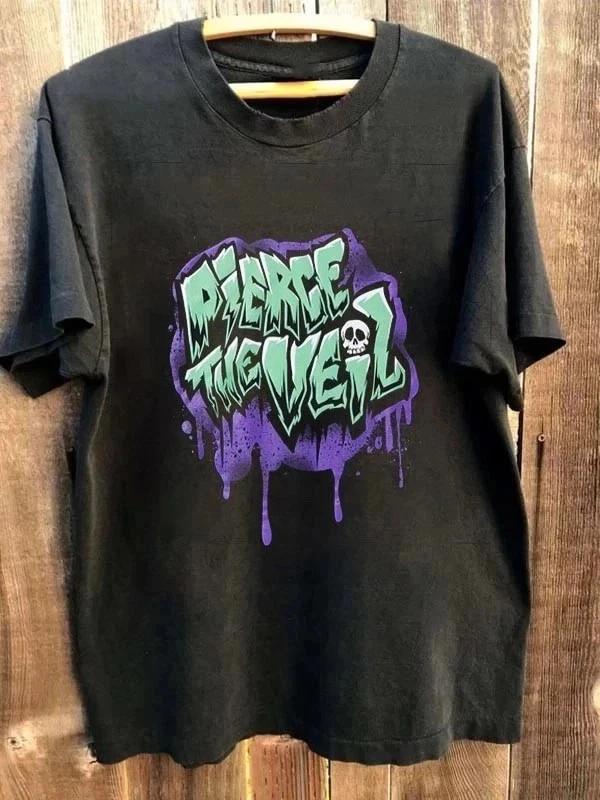 

2026 Summer Womens Vintage Pierce The Veil TShirt Unisex Cotton and Breathable Short Sleeve Oversized Loose Casual 4XL