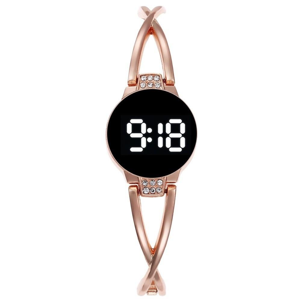 Metal Bracelet LED Watch Rhinestone Watch Fashion Wrist Watch Teen Girls