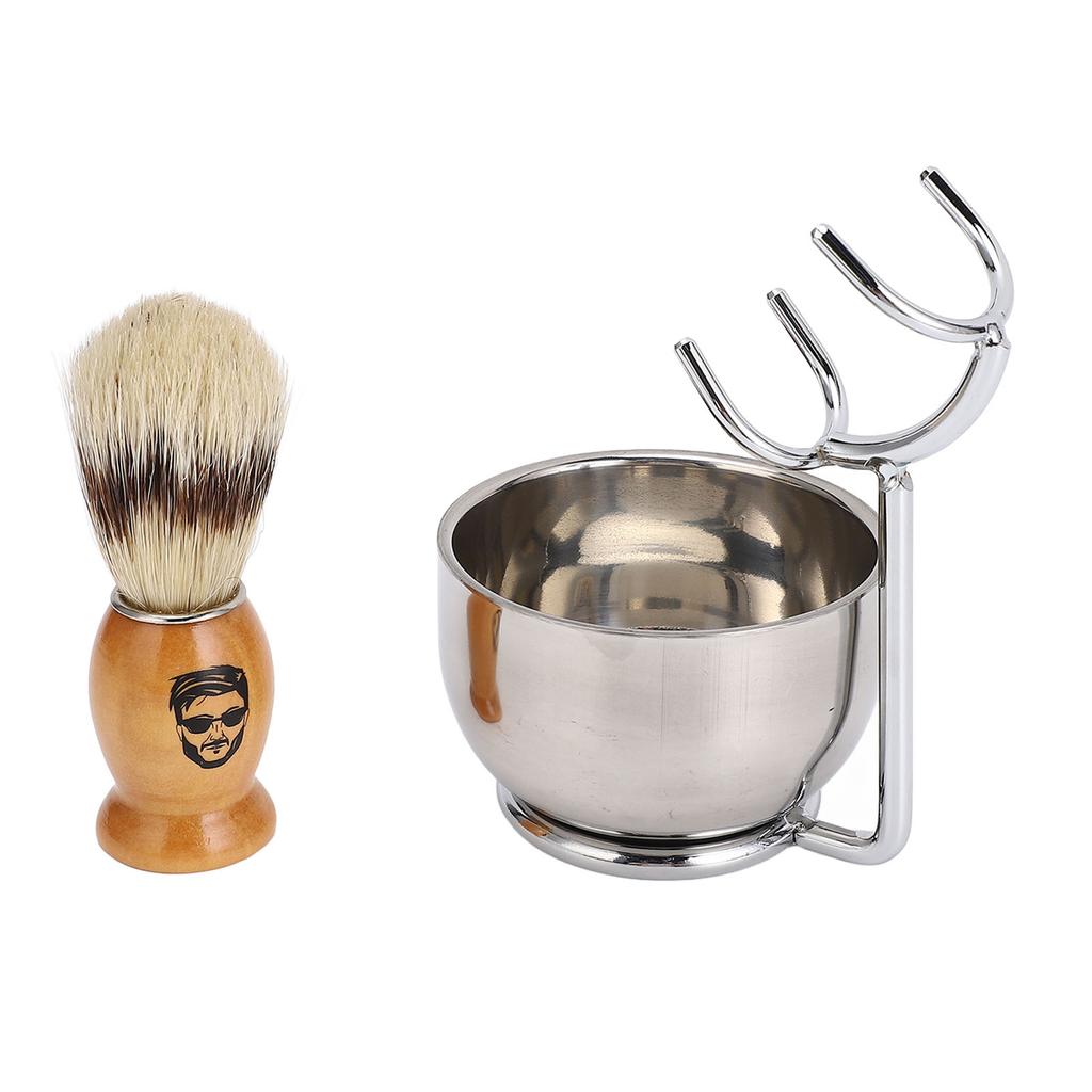 Men Beard Brush Set Beard Brush Holder Stand Soap Bowl Shaving Tool for Men Facial Grooming