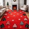 Trendy Christmas Reindeer Snowflake Plaid Print Rug Home Decor Floor Mat for Living Room Bedroom Holiday Party Decoration Carpet