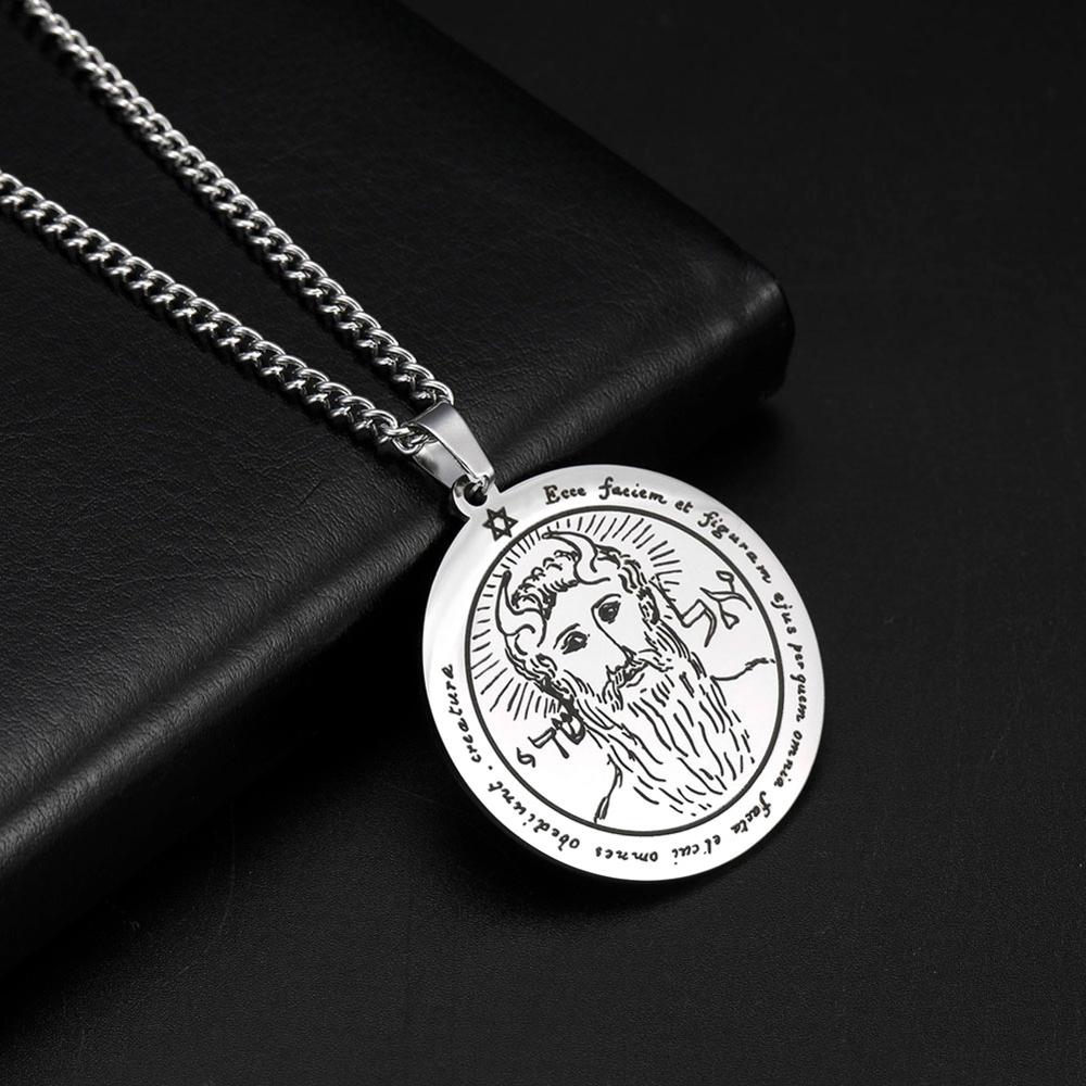 Teamer Chiave di Salomone Ciondolo per Collana in Acciaio Inossidabile Gioielli Vintage Amuleto Soprannaturale Luna Saturno Giove Sole Venere