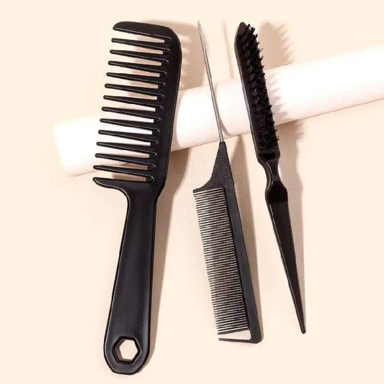4cs Hair Brush Set Edges Control Brush,Ratted Tail Comb,Bristles Hair Brush Detangler Brush Wide Tooth Comb Travel Home