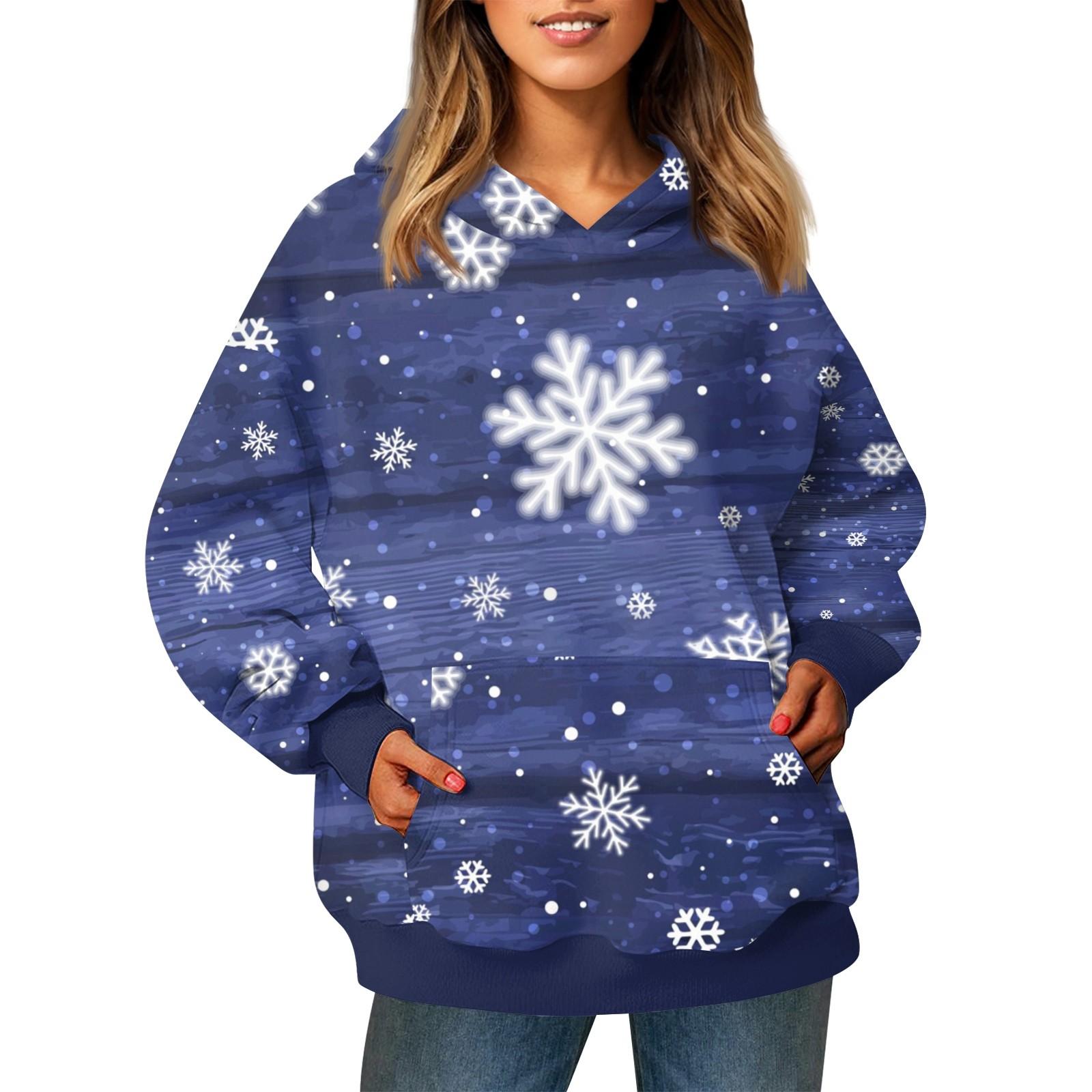 Женский модный свитер с длинными рукавами и рождественским принтом — фото 9