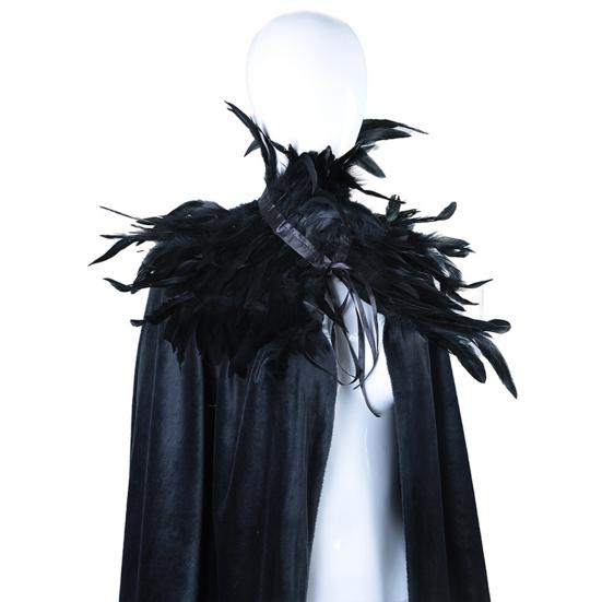 Halloween Shawl Velvet Fabric Demon Angel Costume Cloak Easy Strap Faux Feather Collar Halloween Cosplay Cloak