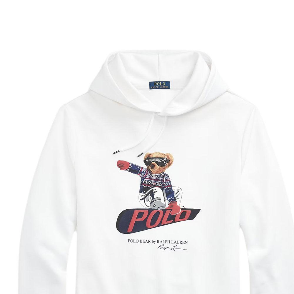 Polo Ralph Lauren Bear Ski Pattern Hooded Long Sleeve Fleece Sweatshirt Men Sweatshirt White MNPOKNI16821904-100