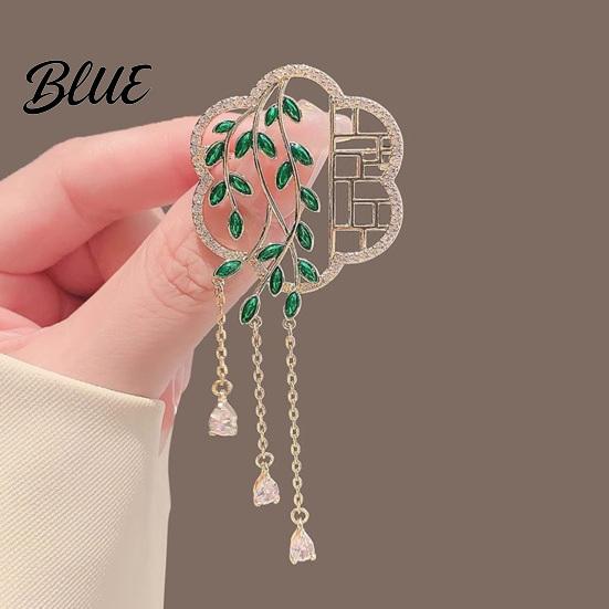 Brooch Pin Chinese-Style Salix Leaf Round Fan Lapel Sweaters Collars