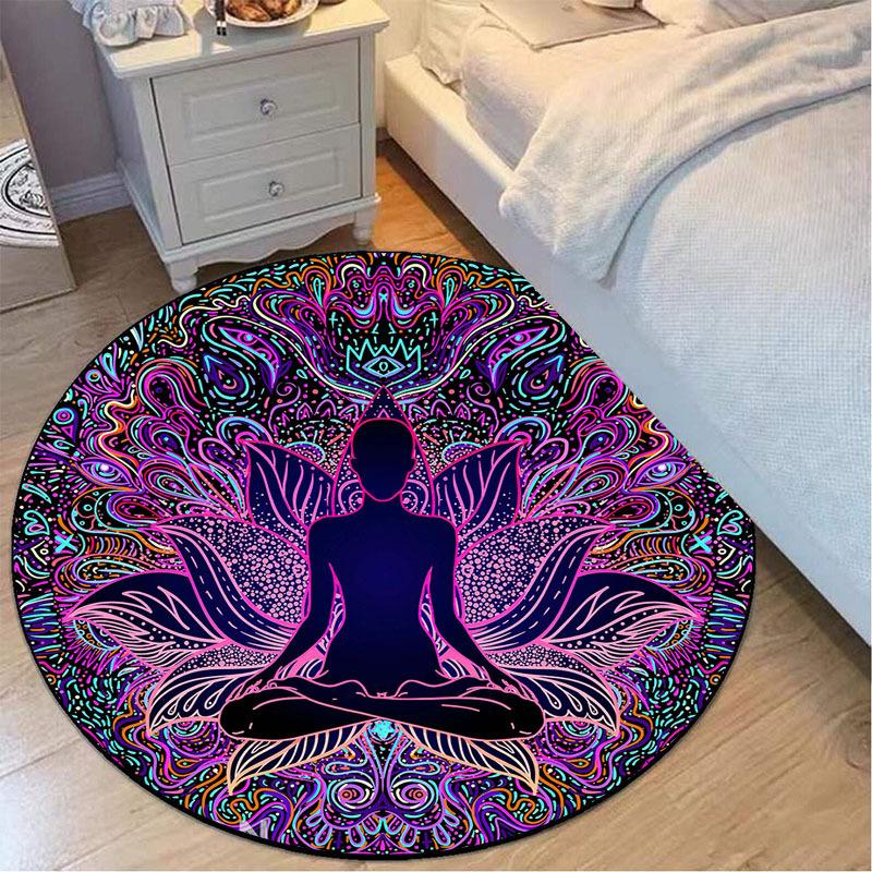 800g/m² Crystal Velvet Home Round Meditation Carpet for Living Room,Playroom,Bedroom,Yoga Mat,Balcony,Travel Floor Mat