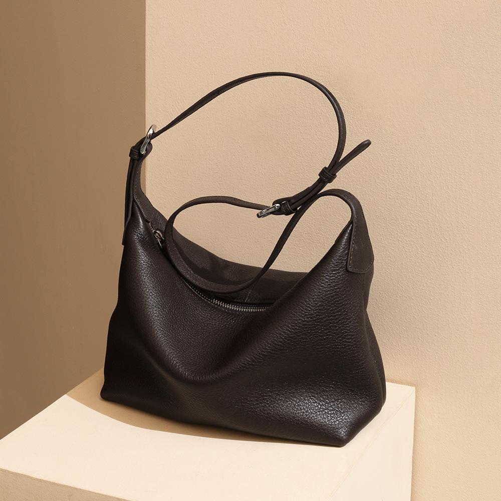 Come to the picture and sample hobo bag commuting high-end bag, support OEM embossing logo genuine leather women's bag
