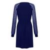Dámské módní ležérní šaty s dlouhým rukávem, sexy kulatým výstřihem a krajkovým prošíváním