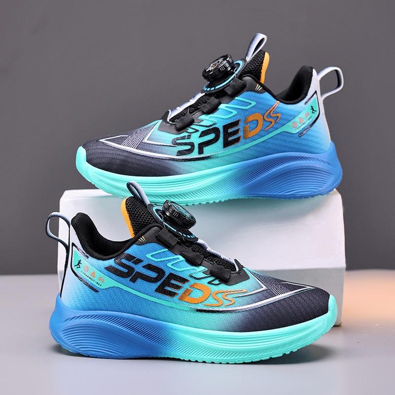 Kids' Gradient Color Rotating Buckle Sneakers Breathable Mesh Non-slip Sports Shoes