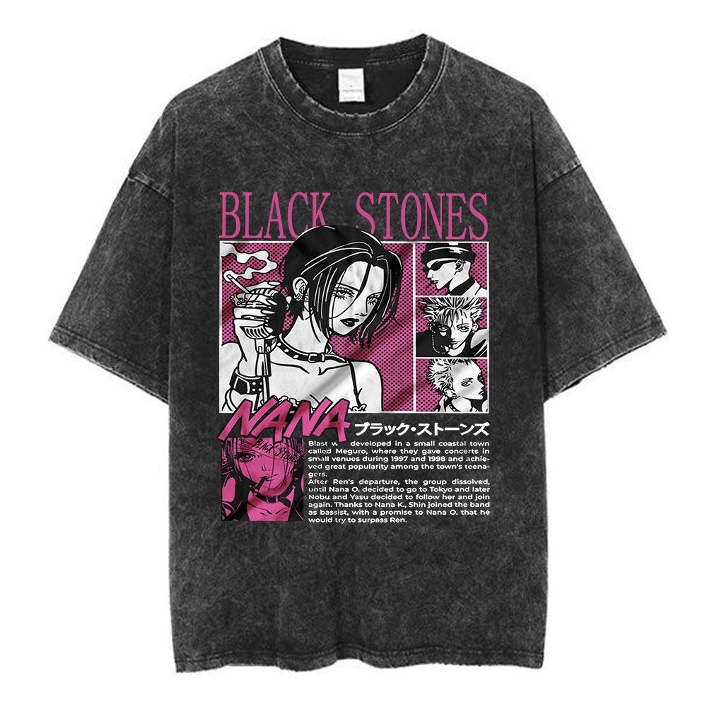 Nana Osaki Japanese Retro Washed T-shirt Men's and Women's Short Sleeved T-shirt Casual T-shirt