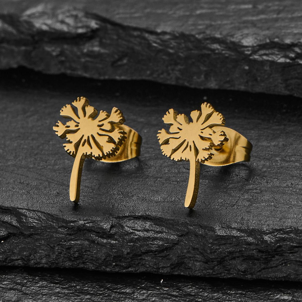 

Gold Copper Color Geometric Dandelion Earrings Woman Zircon Accessories Stainless Steel Mini Cute Earrings Party Gifts