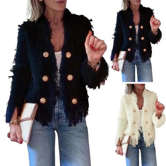 Damen Offener Kunstfell-Cardigan Fuzzy Schick Zottelige Jacke Lässiger Langarm-Mantel Herbst Winter Oberbekleidung