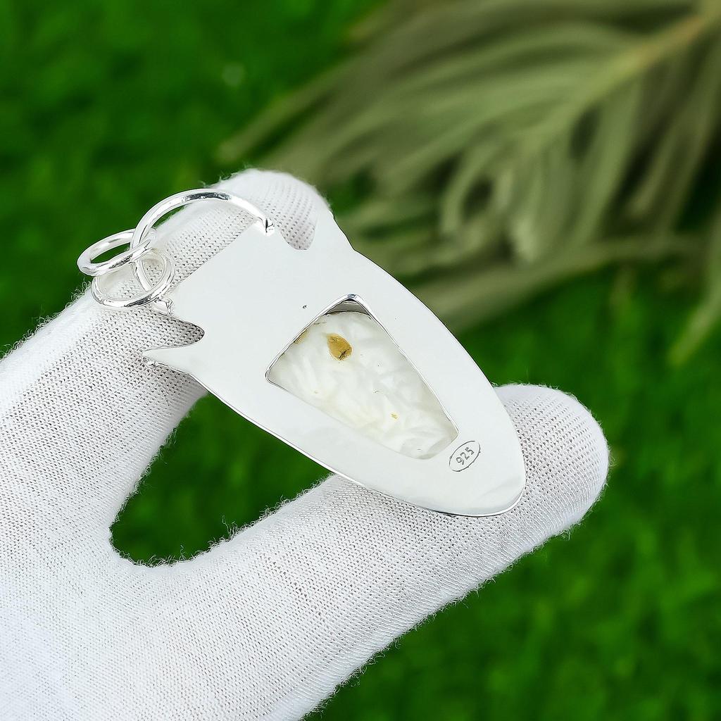 Natural Scolecite Gemstone Pendant 925 Sterling Silver Indian Jewelry For Girls