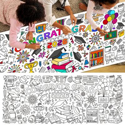 Affiche Géante à Colorier pour la Remise des Diplômes 72 x 30 Pouces Grande Nappe à Colorier Félicitations Remise des Diplômes pour Enfants Activités de Remise des Diplômes Préscolaire Maison Salle de Classe