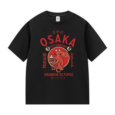 Osaka Dotonbori Drunken Octopus Graphic T Shirts Japanese Fashion Street Food Lover T-shirt Unisex 100% Cotton Hot Sale T Shirt
