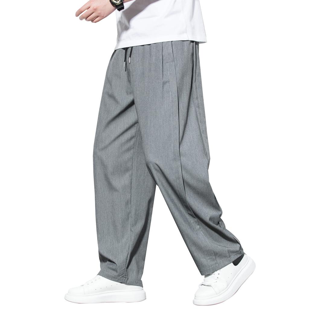 HMT Cool Summer Plus Sizes Loose Solid Elegant Long Cooling Autumn Men's Wide-Leg Pants, Pants, Available, Fit, Color, Straight-leg Pants, Pants,